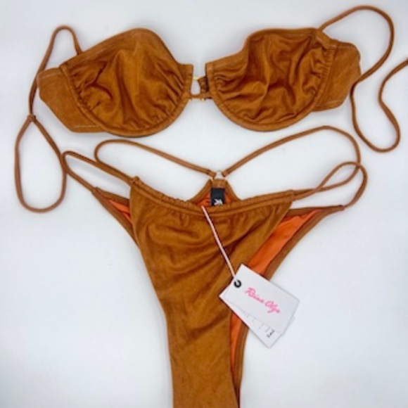 Reina Olga suede effect bikini set M straps bottom - Picture 3 of 10